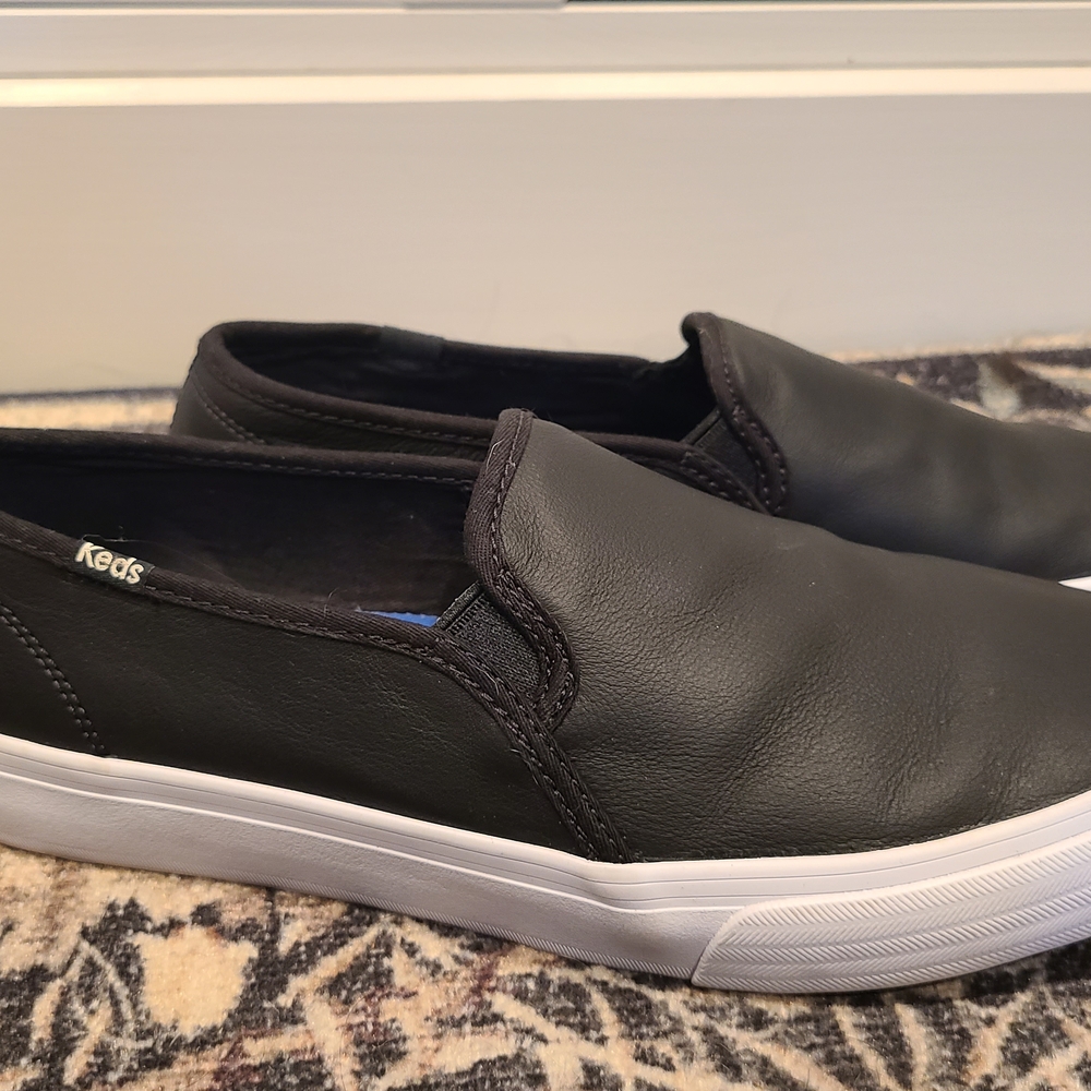 Leather Keds Black Slip-On Sneakers 9.5W